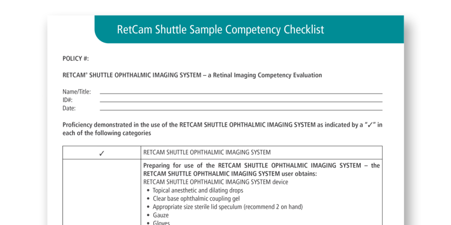 RetCam Shuttle Sample Competency Checklist